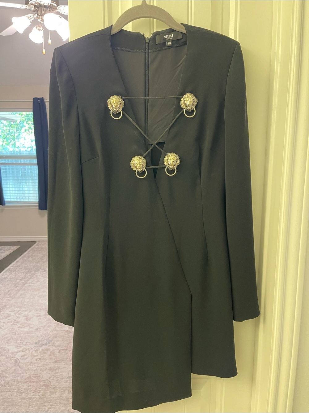 Versus Versace Black Mini Dress with Gold Accents